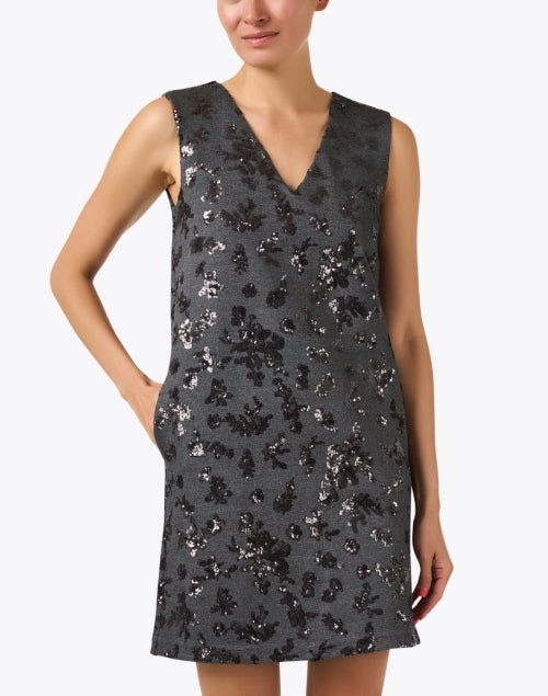 Stylish Weekend Max Mara Pesaro Grey Sequin Shift Dress for Cocktail Parties