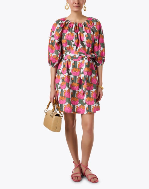 Stylish Multi Floral Printed 100% Cotton Comfort Dress