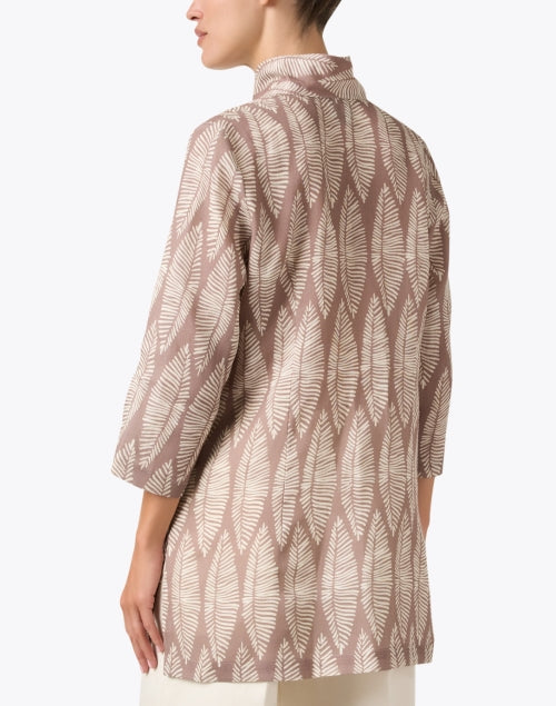 Rita Brown Fashionable Leaf-Patterned Linen Jacket for Special Occasions