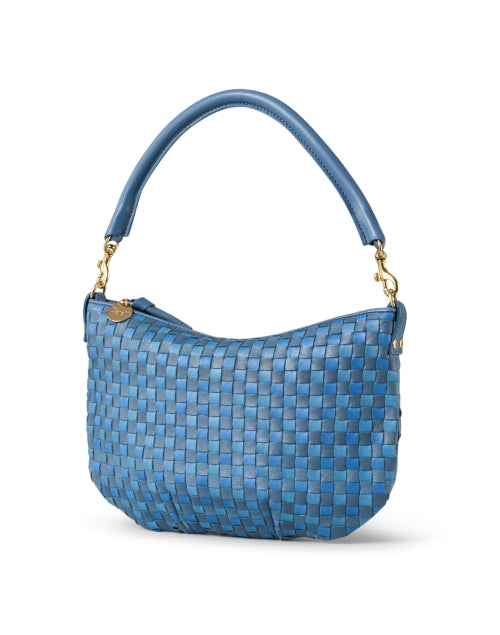 Stylish Petit Moyen Blue Hand - woven Italian Leather Shoulder Bag