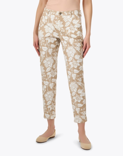 MAC Jeans Seasonal Tapered Slim Leg Chino Pants with Tonal Floral Print