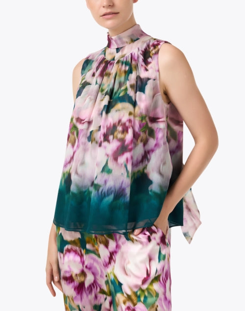 Taylor Sleeveless Multi Floral Silk Women's Blouse Top