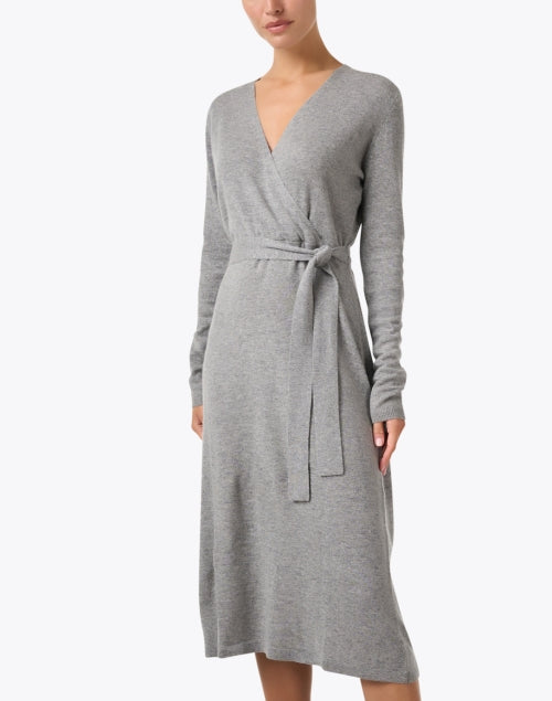 Stylish Heather Grey Women's Wrap Dress
