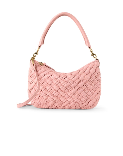 Pink Leather Hand - Woven Petit Moyen Style Women's Messenger Shoulder Bag