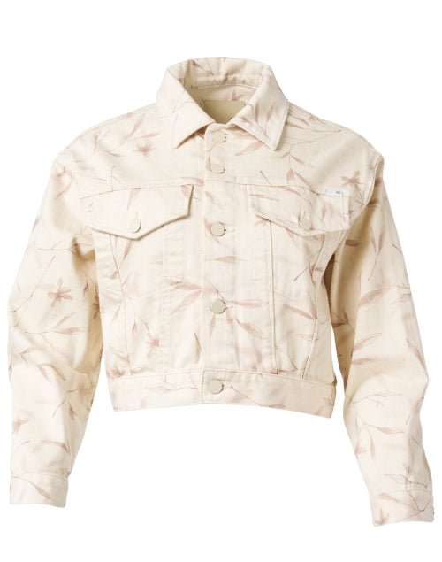 Miral Women's White-Printed Cropped Denim Jacket - A Fashionable Classic