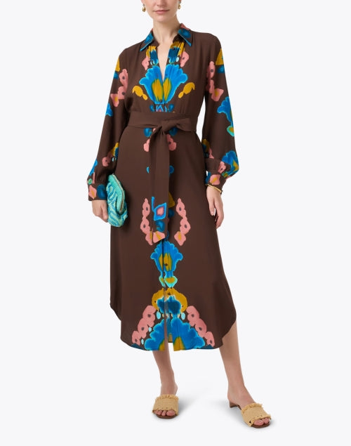 Stylish Loretta Brown Ikat Patterned Women's Dress for Various Occasions