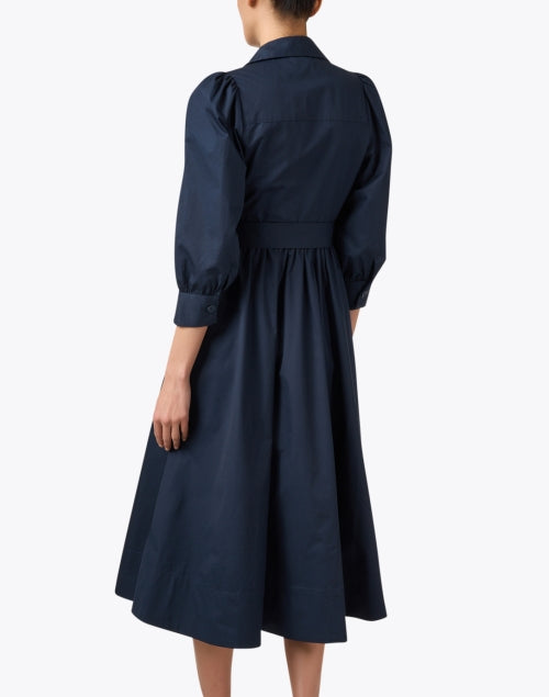 Navy Blue Rivoltine Women's Cotton Shirt Dress for Everyday Wear