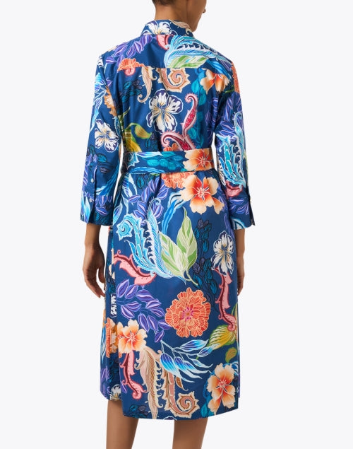 Tamron Women's Multi Floral Tropical Print Cotton Shirt Dress for a Sophisticated Look