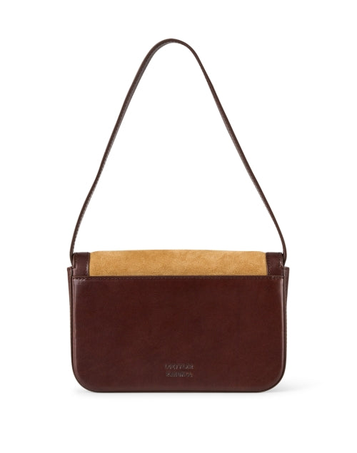 Tan Suede and Brown Leather Trim Stefania Hazel Stylish Baguette Shoulder Bag