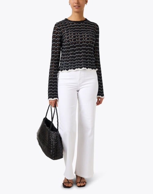 Stylish Black and White Hand - knitted Women's Sweater for Various Occasions