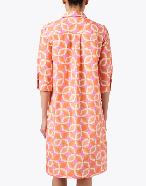Stylish Orange and Pink Geometric Print Cotton Dress for Warm Weather