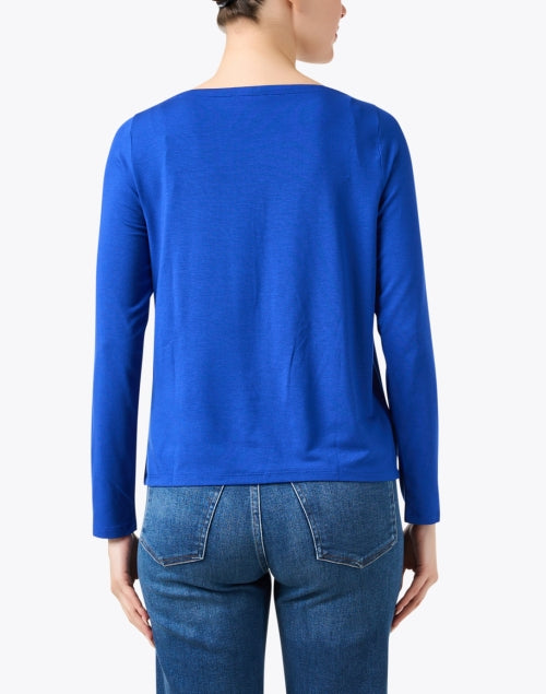 Stunning Lapis Blue Linen Blend Jersey Women's Top
