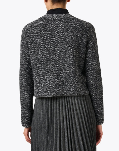 Stylish Black and White Herringbone Wool Blend Jacket for Timeless Fashion