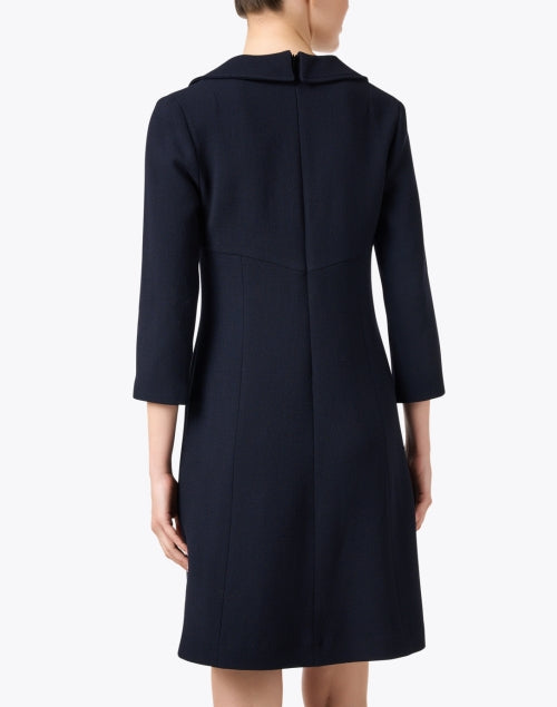 Navy Blue Wool Crepe Women's Tia Dress - A Timeless Fashion Piece