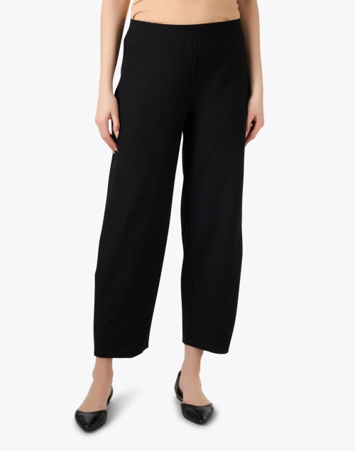 Black Stretch Crepe Women's Ankle-length Pull-on Pants