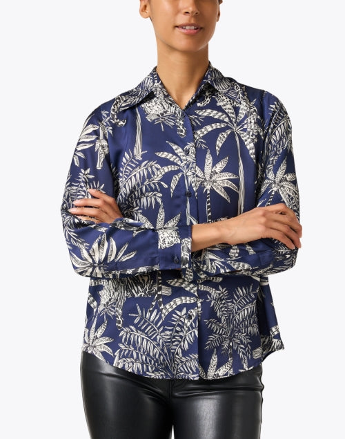 Navy Multi - Print Women's Blouse by Vilagallo Named Mafalda