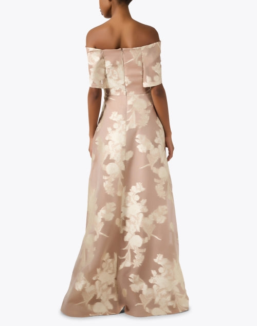 Lela Rose Deedie Beige Embroidered Formal Evening Dress
