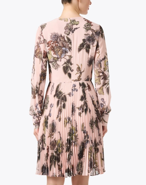 Stylish Pink Printed Pleated Women's Dress