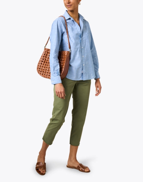 Stylish Eileen Women's Blue Cotton Button - Down Shirt