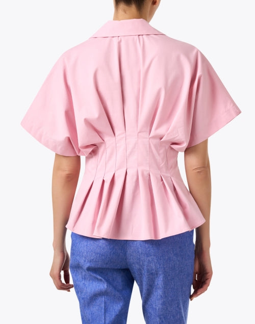 Stylish Georgia Pink Pleated Stretch Cotton Women's Shirt
