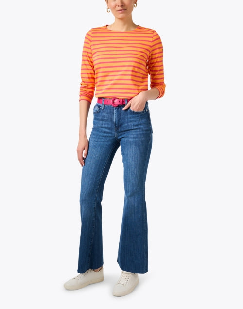 Luxurious Orange and Pink Striped Airy Cotton Top by Minquidame