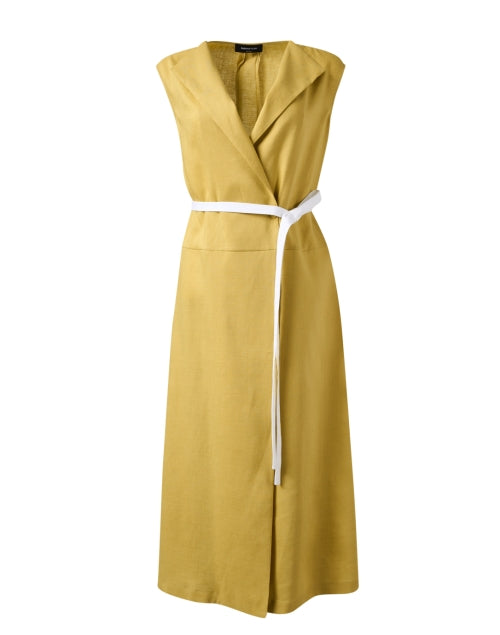 Olive Green Linen Wrap Dress for Effortless Chic Style