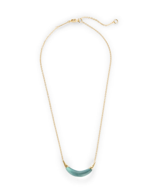 Stylish 14k Gold - Plated Blue Lucite Crescent - Shaped Necklace