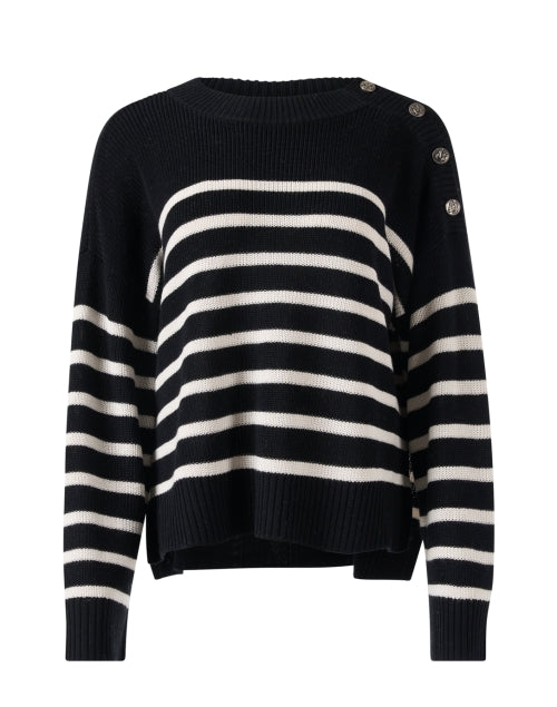 Fashionable Margaret O'Leary's Breton Style Black and White Striped Knit Sweater for All Seasons