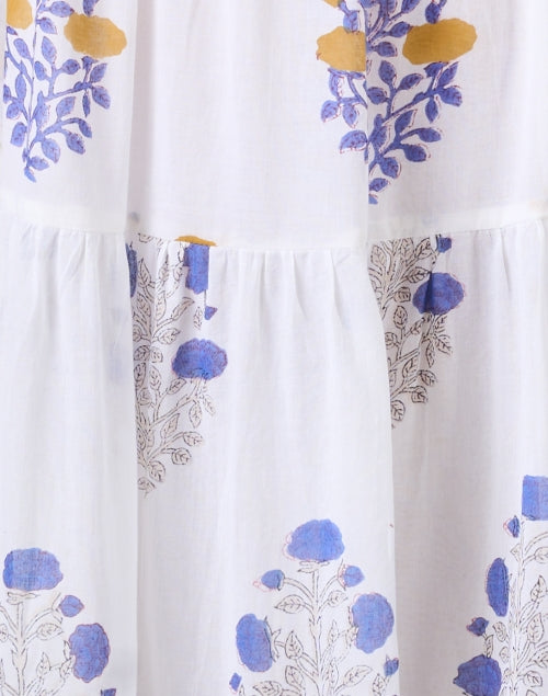 Charming Napa White Block - Printed Cotton Tiered Dress