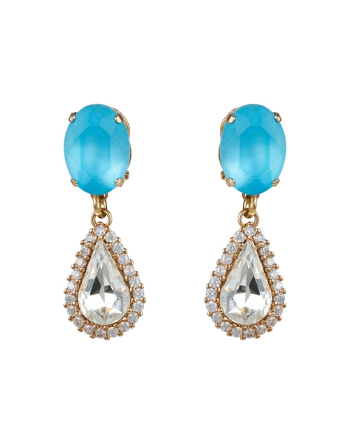 Exquisite Blue Crystal Drop Style Gold - Plated Earrings for Women