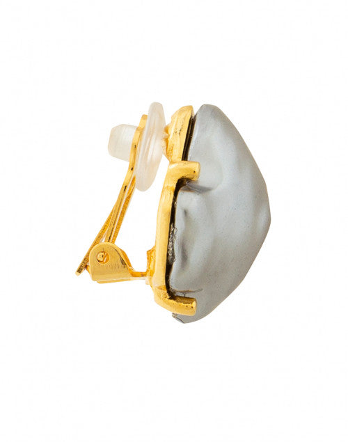 Stylish Grey Artificial Pearl Clip-On Stud Earrings