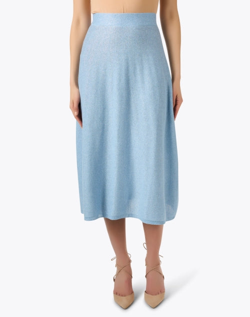 Stylish Cielo Blue Cotton Blend Knit A-Line Skirt