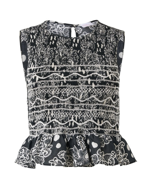 Stylish Irene Black and White Patterned Sleeveless Cotton Top for Women