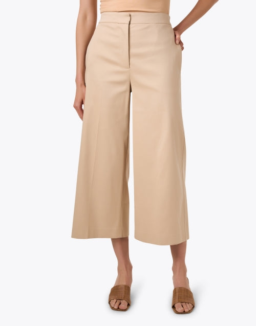 Beige Stretch Wide Leg Cropped Ankle Pants by Joseph