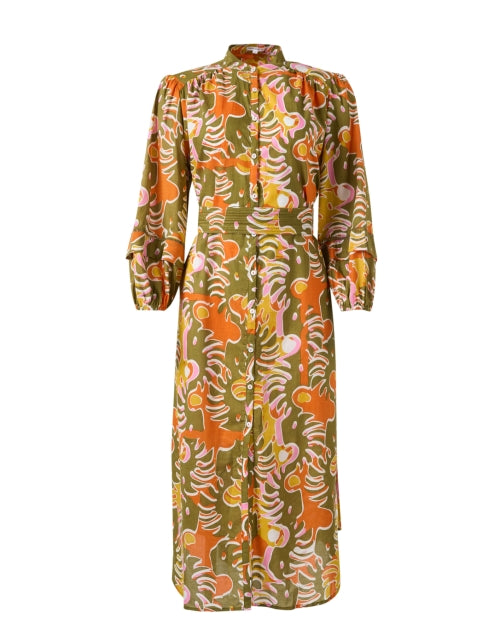Stylish Multi - Printed 100% Cotton Cathy Midi Dress
