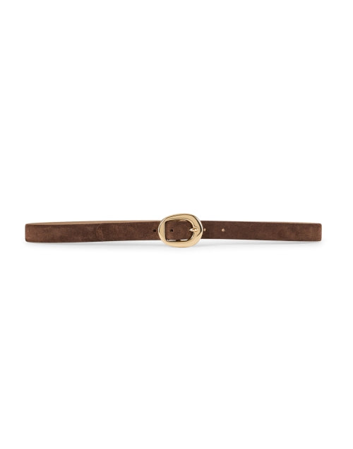 Greyson Men's Fashionable Brown Suede Leather Belt with Gold-Tone Buckle