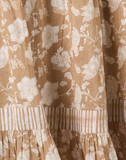 Ro's Garden Diwali Beige Cotton Floral Print Maxi Dress