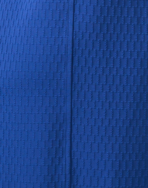 Modern Feminine Blue Textured Knit Shift Dress with Chain Detail