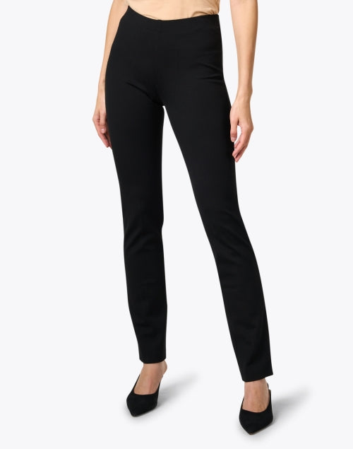 Marc Cain Black Ponte Knit Elastic Waist Pull-On Straight-Leg Pants