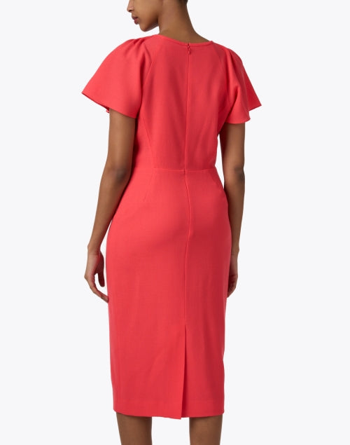 Jane's Delilah Midi Dress in Vibrant Coral Color Crafted from Wool Crepe