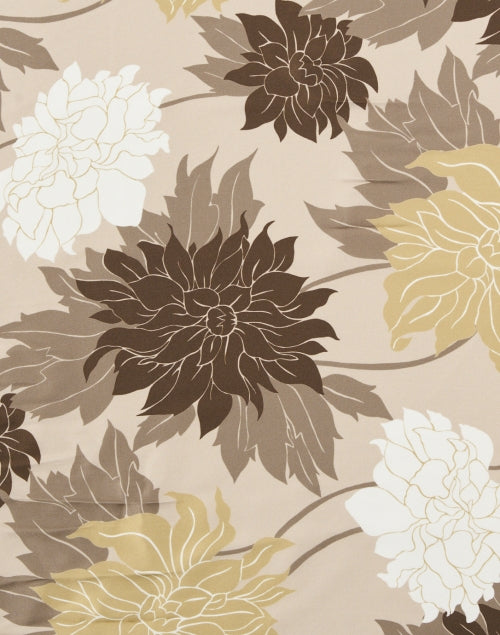Stylish Taupe-Colored Floral Pattern Print Silk Scarf