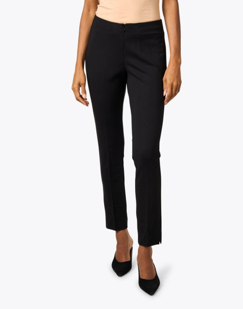 Kaylee Women's Black Knitted Front-Zippered Casual Trousers