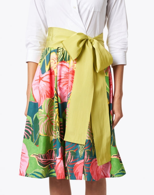 Stylish Lime - Green Wide - Ribbed Self - Tie Cotton Blend Belt from Sara Roka