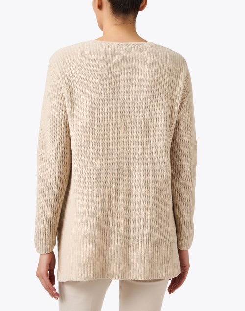 Stylish Beige 100% Cotton Relaxed Ribbed Sweater