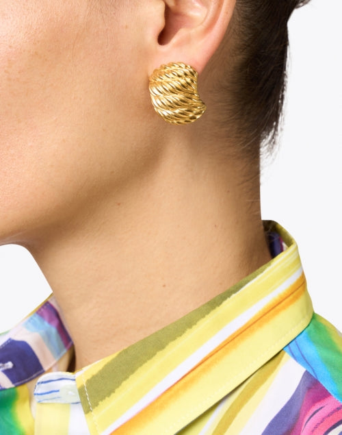 Gorgeous Gold-Plated Clip-On Textured Stud Earrings for Daily Wear
