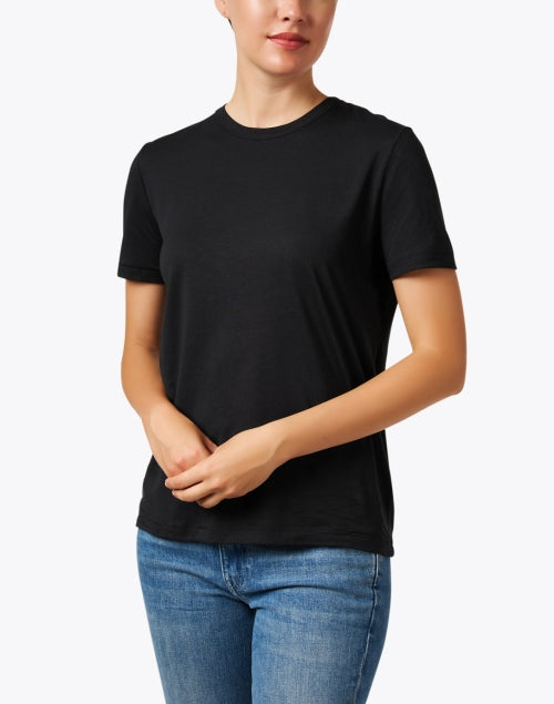 Stylish Black Relaxed Fit Cotton Blend T-Shirt