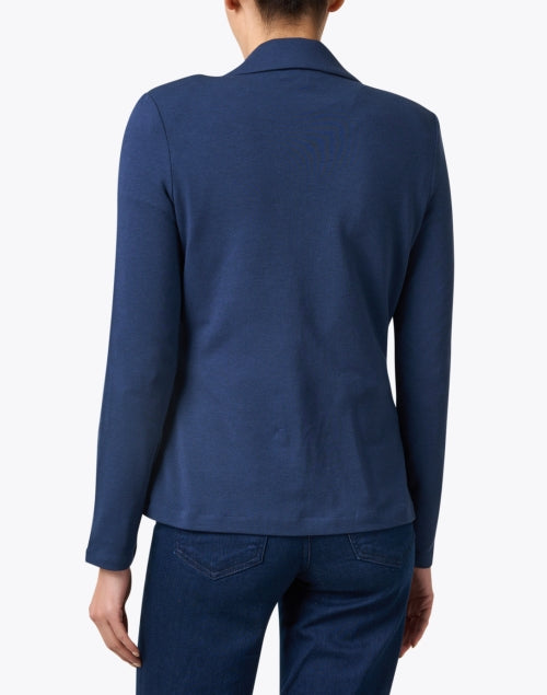 Stylish Marine Blue Cashmere Knit Double - Button Blazer