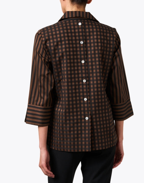 Stylish Aileen Brown and Black Striped Cotton Women's Top