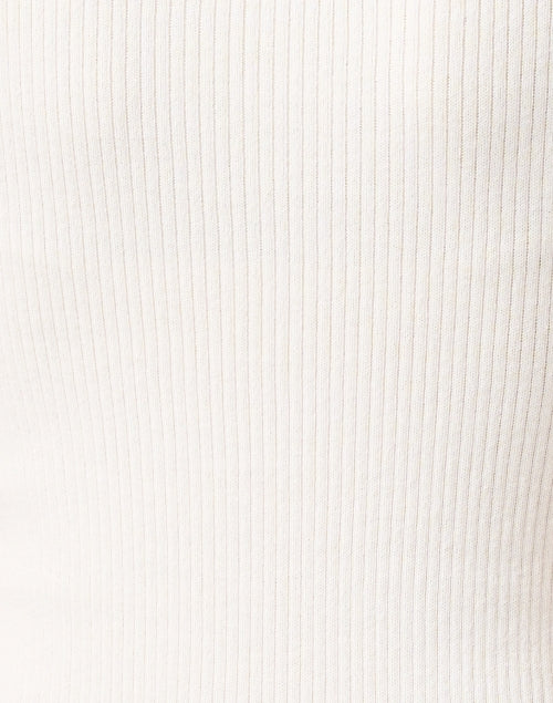 Stylish Ivory 100% Cotton Rib Knit Slim - Stretch Top