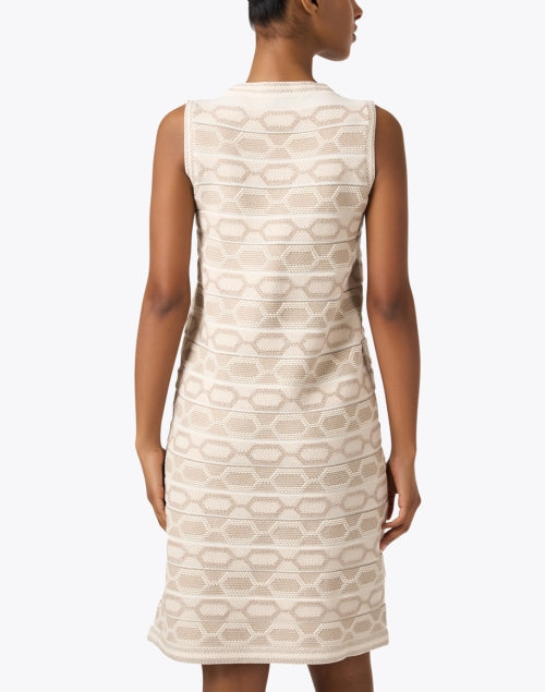 Beige Monochromatic Chain Motif Knit Women's Dress